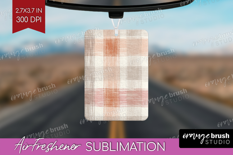 Boho Plaid Air Freshener PNG - Beige Tartan PNG Sublimation