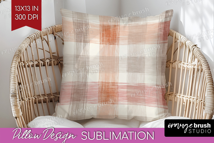 Boho Plaid Pillow Sublimation - Beige Tartan Pillow Cover
