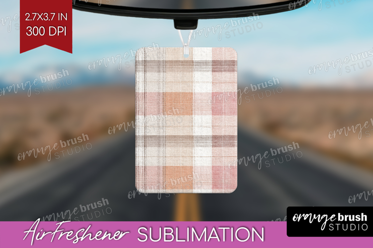 Boho Plaid Air Freshener PNG - Beige Tartan PNG Sublimation