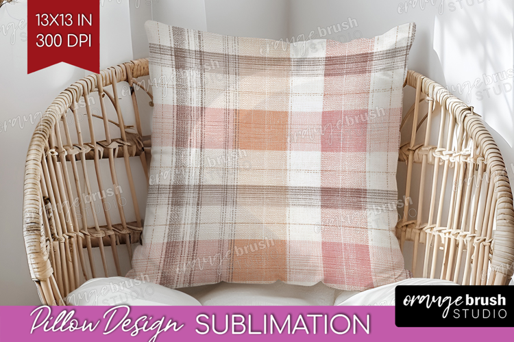 Boho Plaid Pillow Sublimation - Beige Tartan Pillow Cover