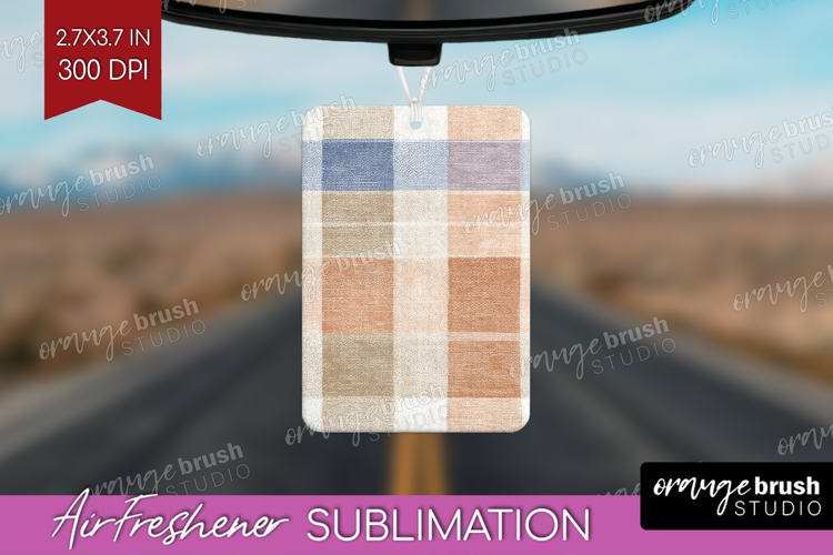 Boho Plaid Air Freshener PNG - Beige Tartan PNG Sublimation