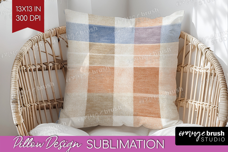 Boho Plaid Pillow Sublimation - Beige Tartan Pillow Cover