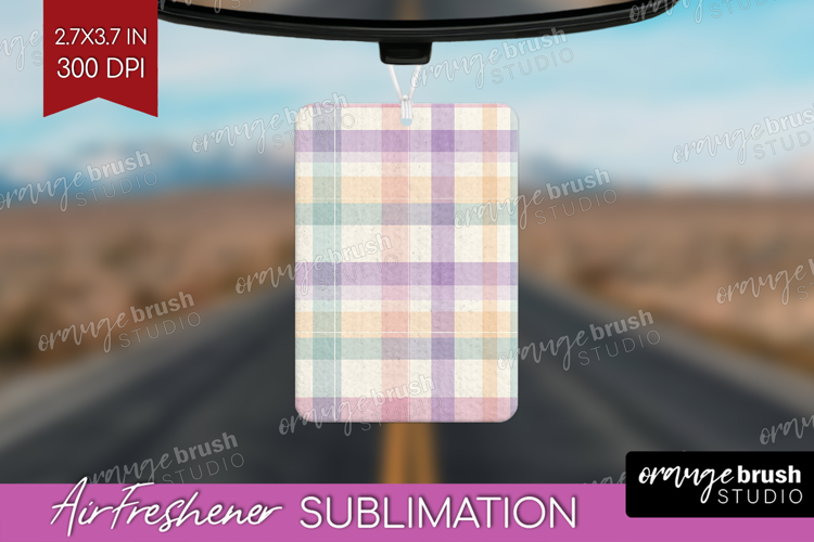 Boho Plaid Air Freshener PNG - Beige Tartan PNG Sublimation