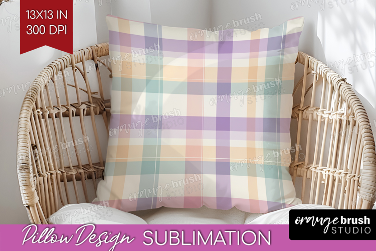 Boho Plaid Pillow Sublimation - Beige Tartan Pillow Cover