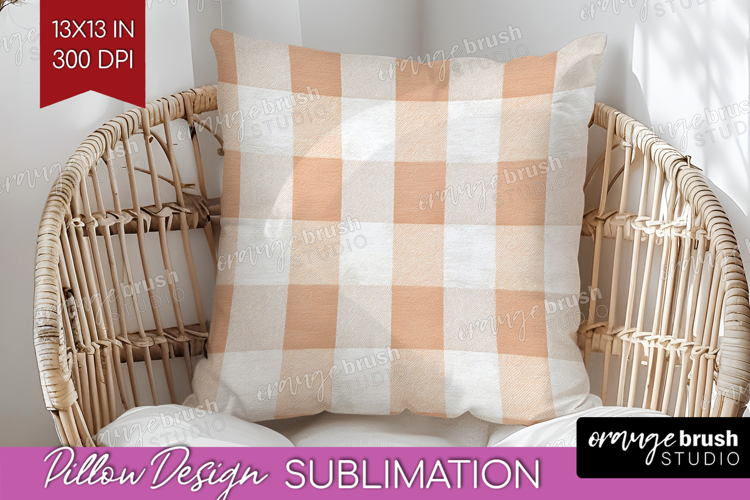 Boho Plaid Pillow Sublimation - Beige Tartan Pillow Cover