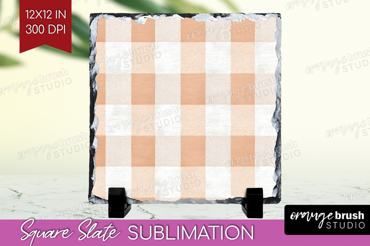 Boho Plaid Slate PNG - Beige Tartan Square Slate Sublimation