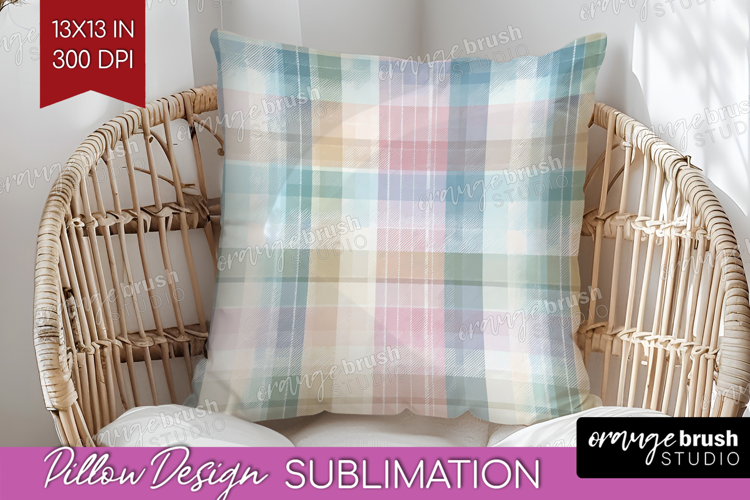 Boho Plaid Pillow Sublimation - Beige Tartan Pillow Cover