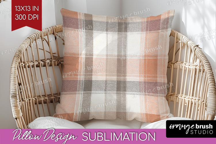 Boho Plaid Pillow Sublimation - Beige Tartan Pillow Cover