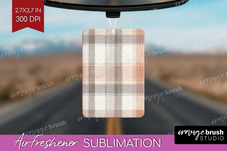 Boho Plaid Air Freshener PNG - Beige Tartan PNG Sublimation