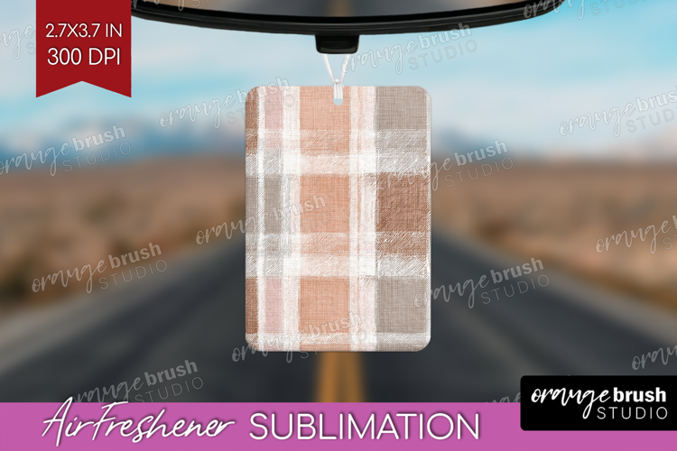 Boho Plaid Air Freshener PNG - Beige Tartan PNG Sublimation