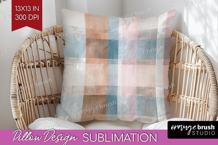 Boho Plaid Pillow Sublimation - Beige Tartan Pillow Cover