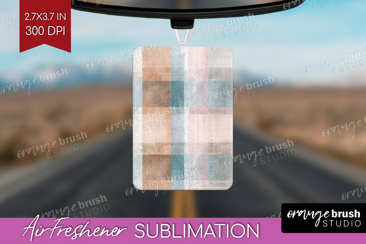 Boho Plaid Air Freshener PNG - Beige Tartan PNG Sublimation
