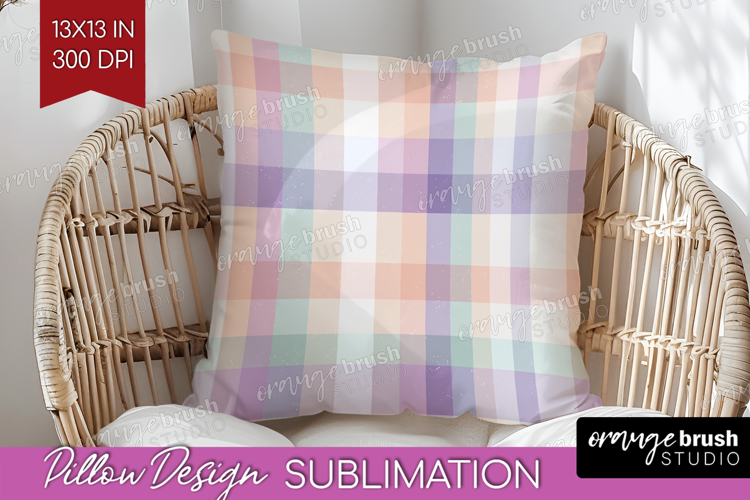 Boho Plaid Pillow Sublimation - Beige Tartan Pillow Cover