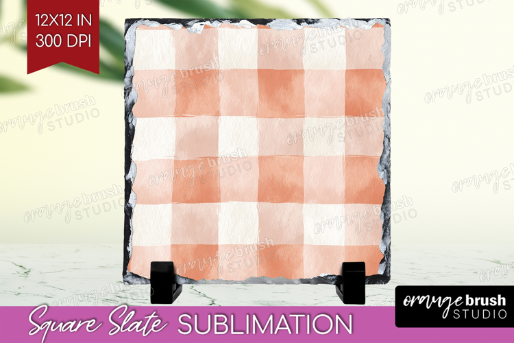 Boho Plaid Slate PNG - Beige Tartan Square Slate Sublimation