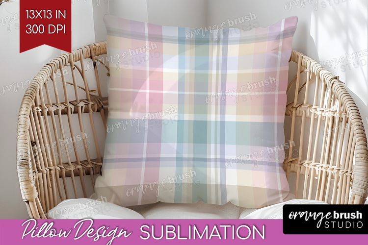 Boho Plaid Pillow Sublimation - Beige Tartan Pillow Cover