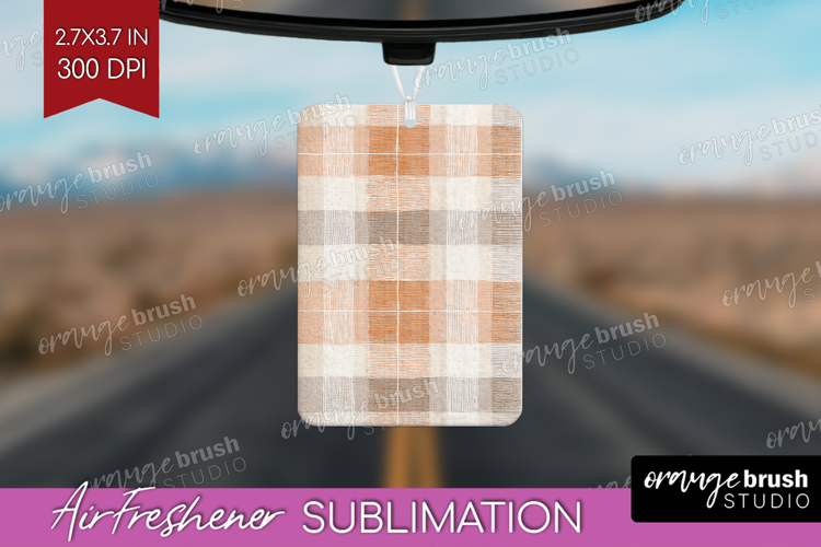 Boho Plaid Air Freshener PNG - Beige Tartan PNG Sublimation
