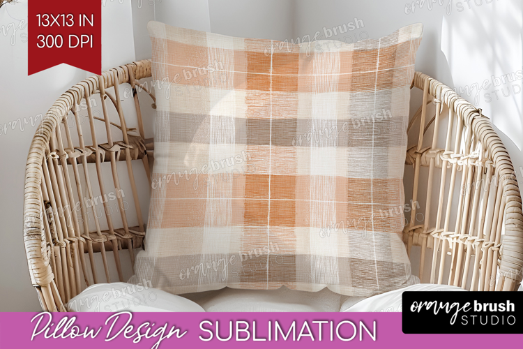 Boho Plaid Pillow Sublimation - Beige Tartan Pillow Cover