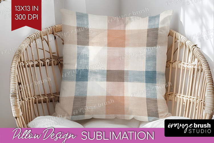 Boho Plaid Pillow Sublimation - Beige Tartan Pillow Cover