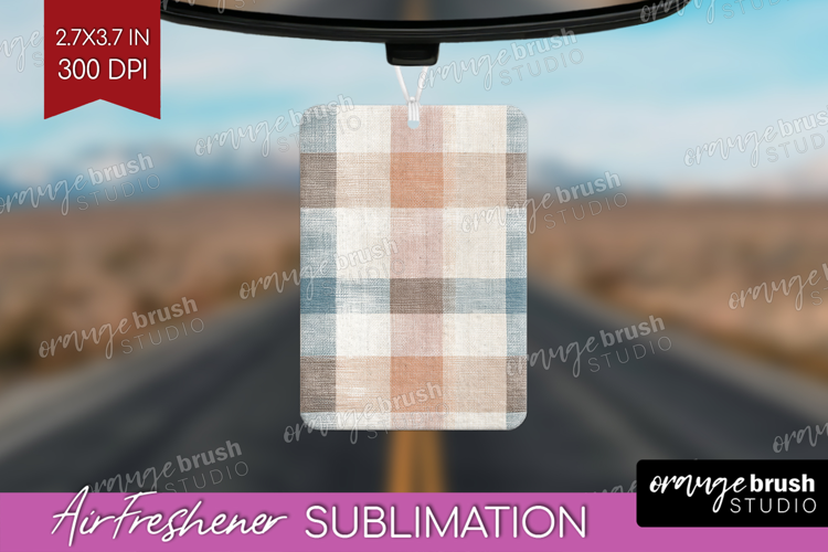 Boho Plaid Air Freshener PNG - Beige Tartan PNG Sublimation