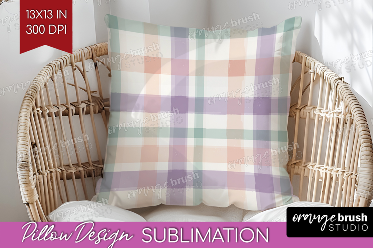 Boho Plaid Pillow Sublimation - Beige Tartan Pillow Cover