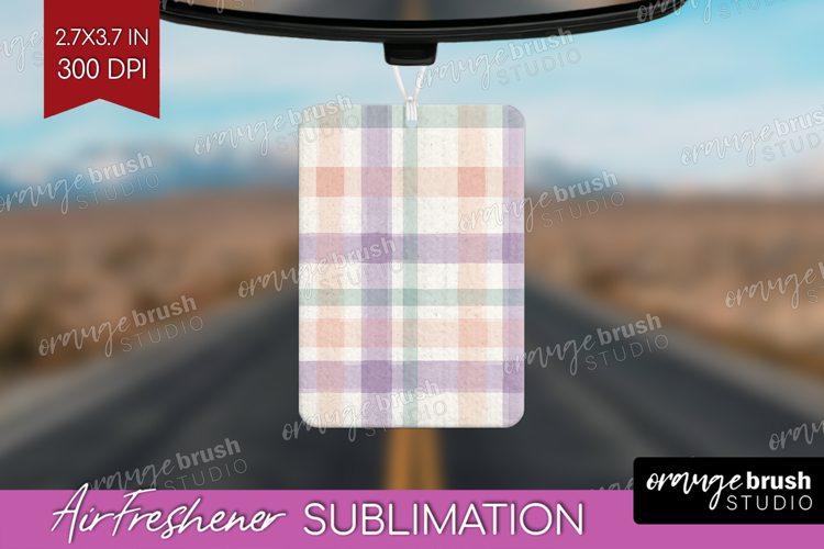 Boho Plaid Air Freshener PNG - Beige Tartan PNG Sublimation