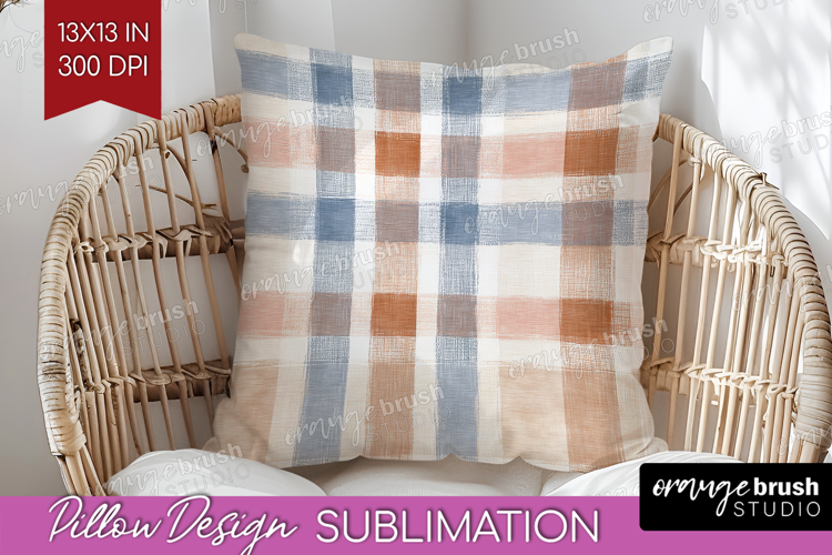 Boho Plaid Pillow Sublimation - Beige Tartan Pillow Cover