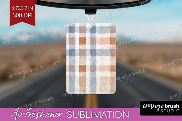 Boho Plaid Air Freshener PNG - Beige Tartan PNG Sublimation