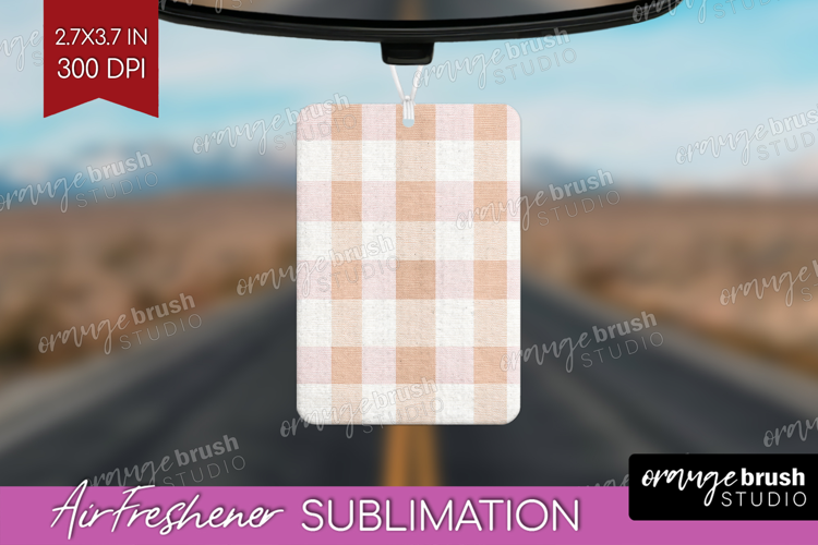 Boho Plaid Air Freshener PNG - Beige Tartan PNG Sublimation