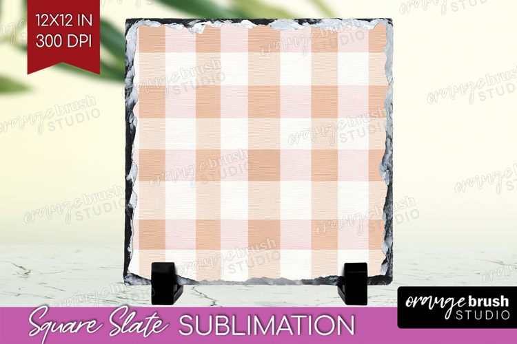 Boho Plaid Slate PNG - Beige Tartan Square Slate Sublimation