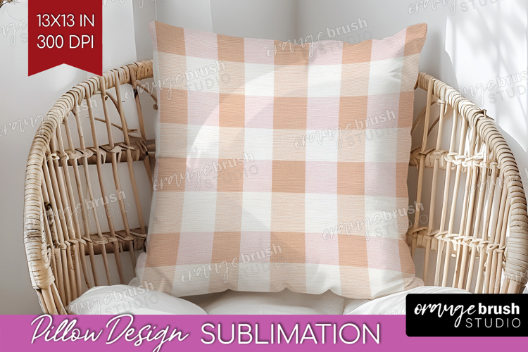Boho Plaid Pillow Sublimation - Beige Tartan Pillow Cover
