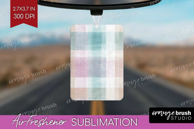 Boho Plaid Air Freshener PNG - Beige Tartan PNG Sublimation