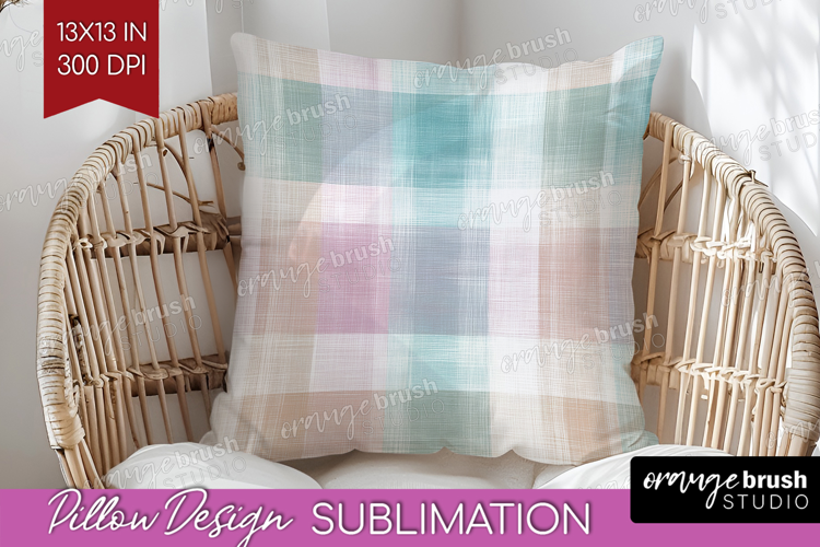 Boho Plaid Pillow Sublimation - Beige Tartan Pillow Cover