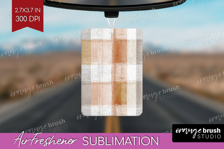 Boho Plaid Air Freshener PNG - Beige Tartan PNG Sublimation