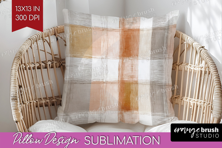 Boho Plaid Pillow Sublimation - Beige Tartan Pillow Cover