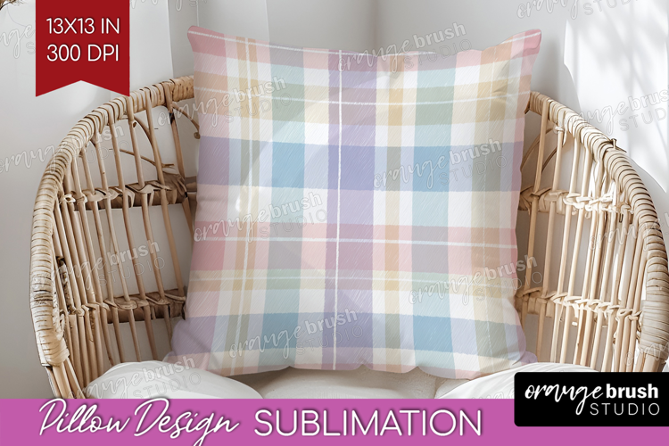 Boho Plaid Pillow Sublimation - Beige Tartan Pillow Cover