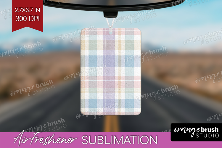 Boho Plaid Air Freshener PNG - Beige Tartan PNG Sublimation