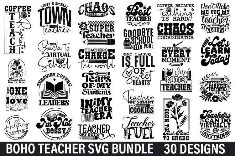 Boho Teacher SVG Bundle -Boho Teacher SVG Design