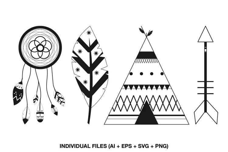 Dreamcatcher SVG, Teepee Feather Arrow Boho Clipart