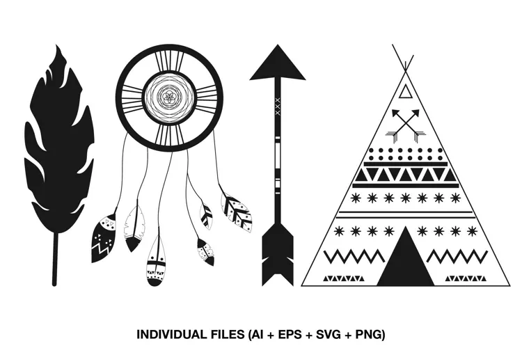 Dreamcatcher SVG, Teepee Arrow Feather Boho Tribal Clipart