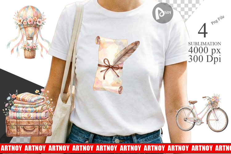 Boho Vintage Travel Ephemera Sublimation