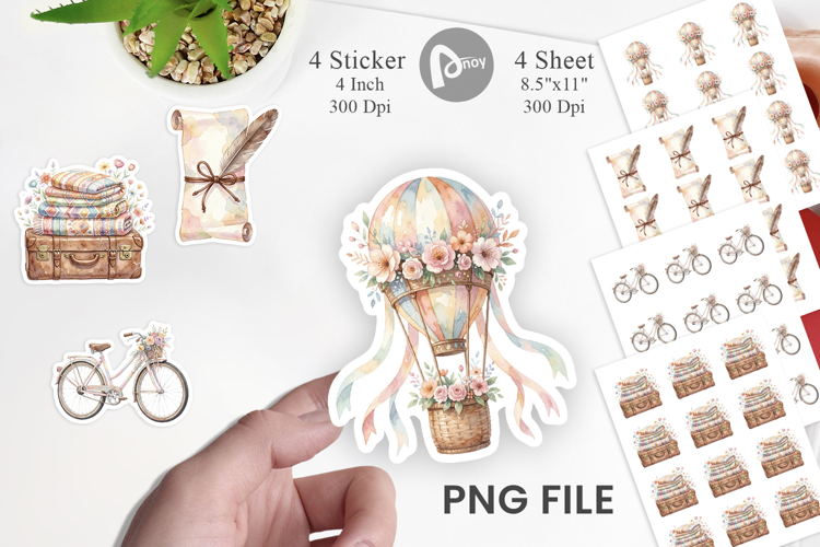 Boho Vintage Travel Ephemera Sticker