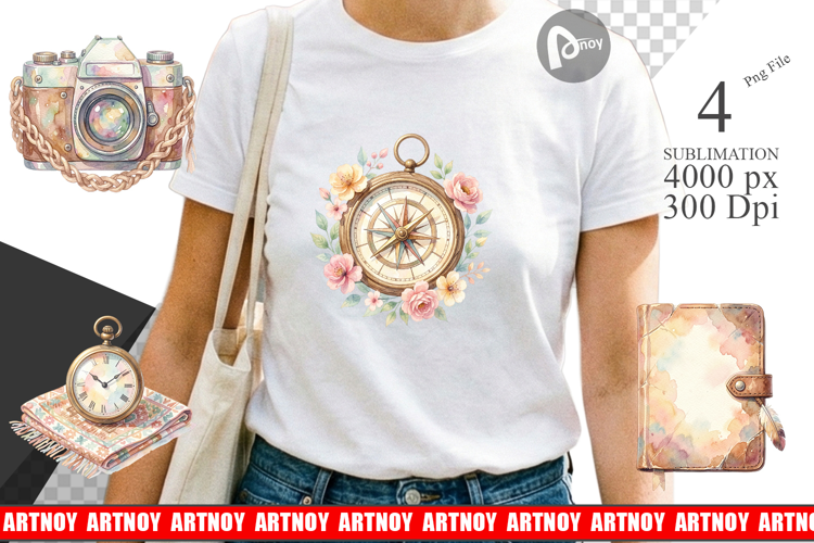 Boho Vintage Travel Ephemera Sublimation