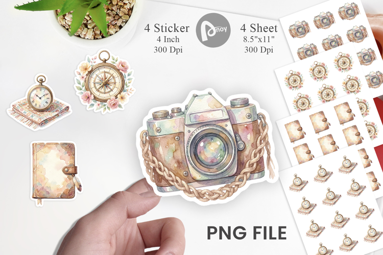 Boho Vintage Travel Ephemera Sticker