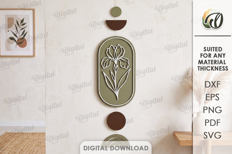 Boho Wall Hanging Decor Laser Cut. Wall Decor SVG example image 1