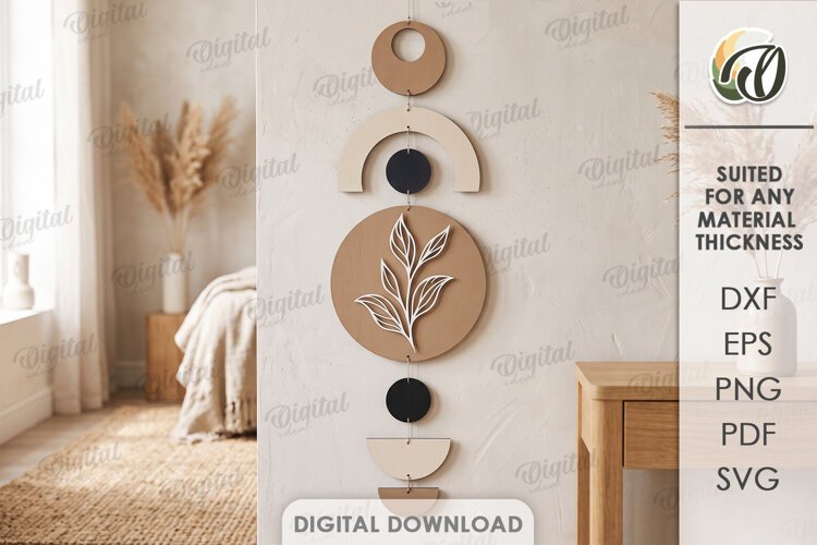 Boho Wall Hanging Decor Laser Cut. Wall Decor SVG example image 1