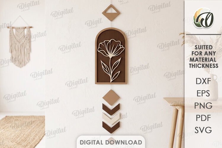 Boho Wall Hanging Decor Laser Cut. Wall Decor SVG example image 1
