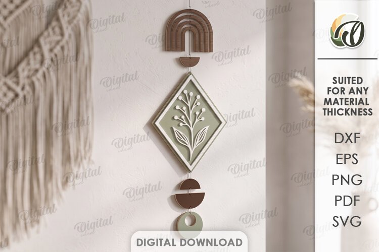 Boho Wall Hanging Decor Laser Cut. Wall Decor SVG example image 1