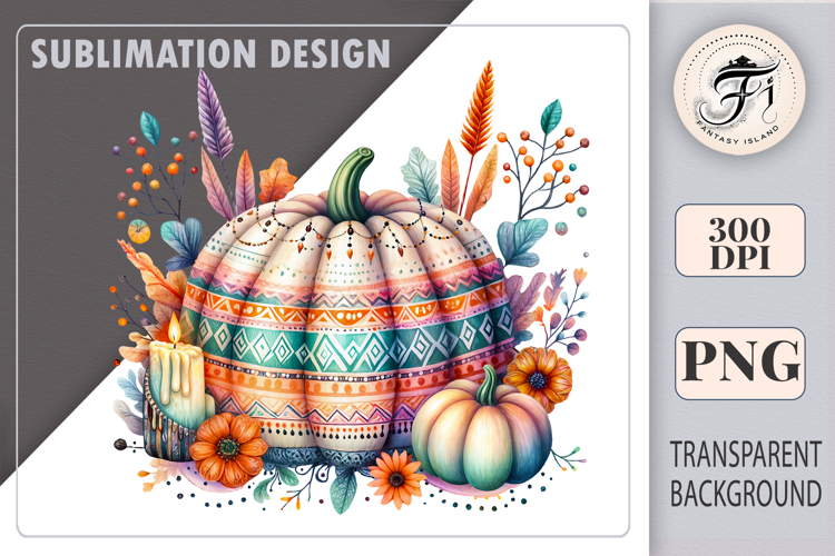 Fall Pumpkin Watercolor Autumn Clipart | PNG | Sublimation