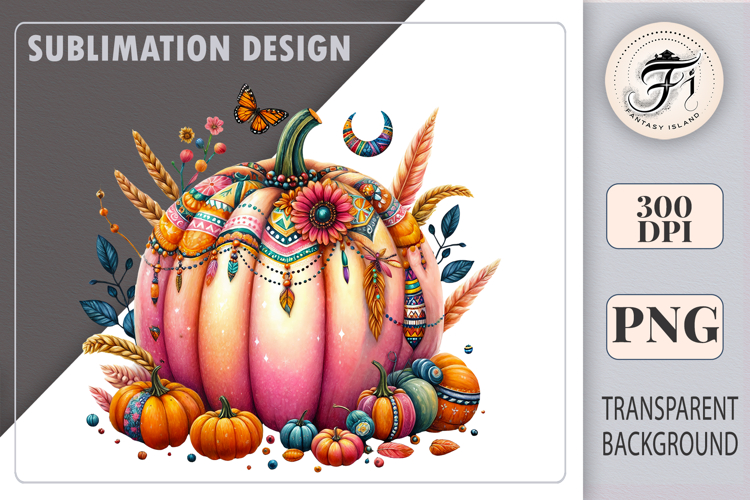 Fall Pumpkin Watercolor Autumn Clipart | PNG | Sublimation