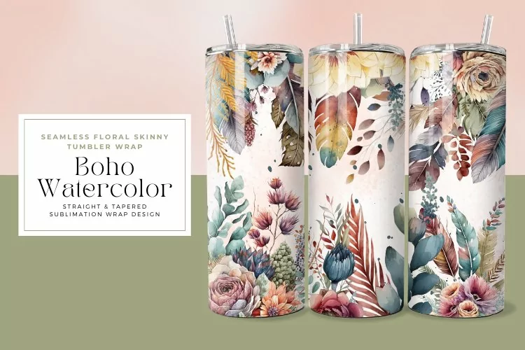 Boho Watercolor Tumbler Wrap